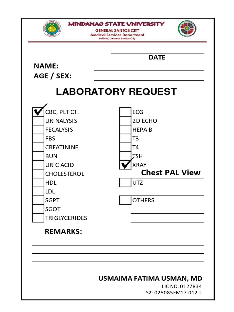 Laboratory Test Request Form | PDF