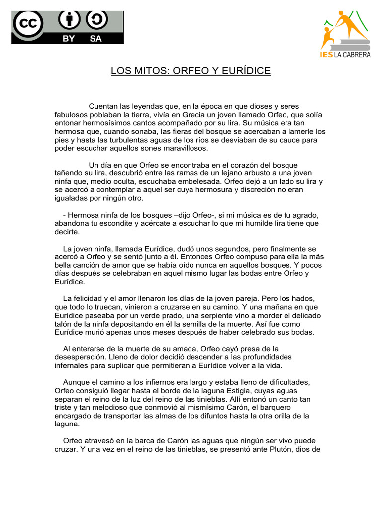 Orfeo y Euridice | PDF | Orfeo