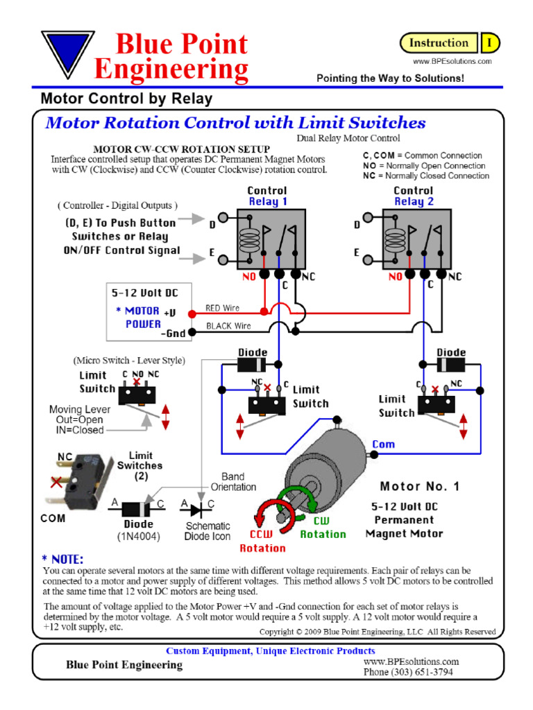 Motor Control by Relay Motor Rotation Control With Limit Switches | PDF