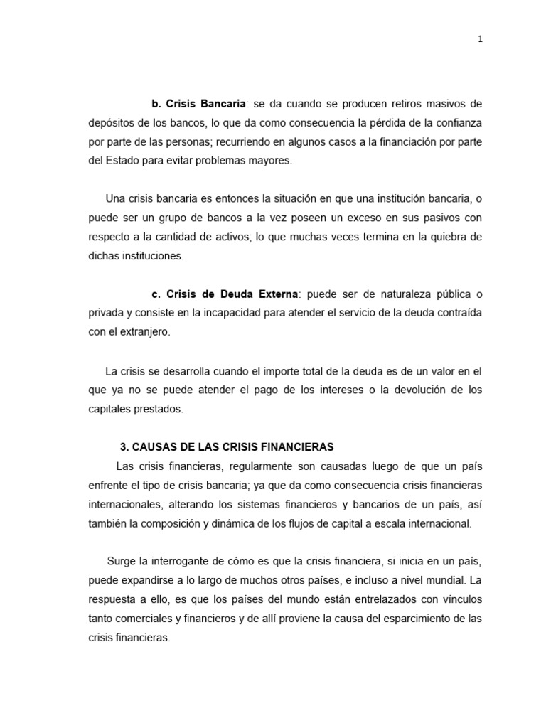 Causas y Efectos de Crisis Financieras | PDF | Bancos | Crisis financiera