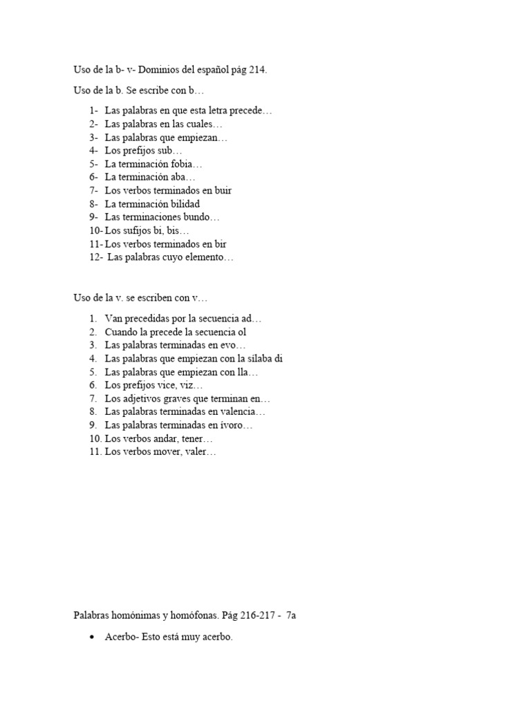 Reglas de Uso de B y V en Español | PDF | Artes del Lenguaje y ...