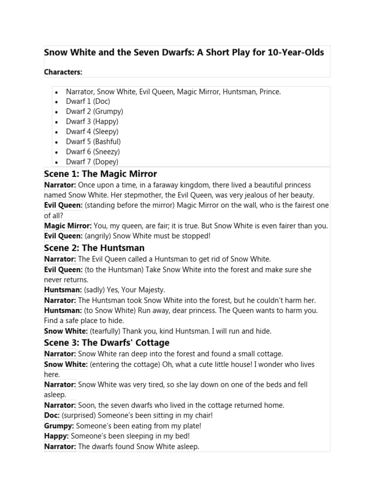 Snow White and The Seven Dwarfs | PDF | Blanco como la nieve | Hermanos ...