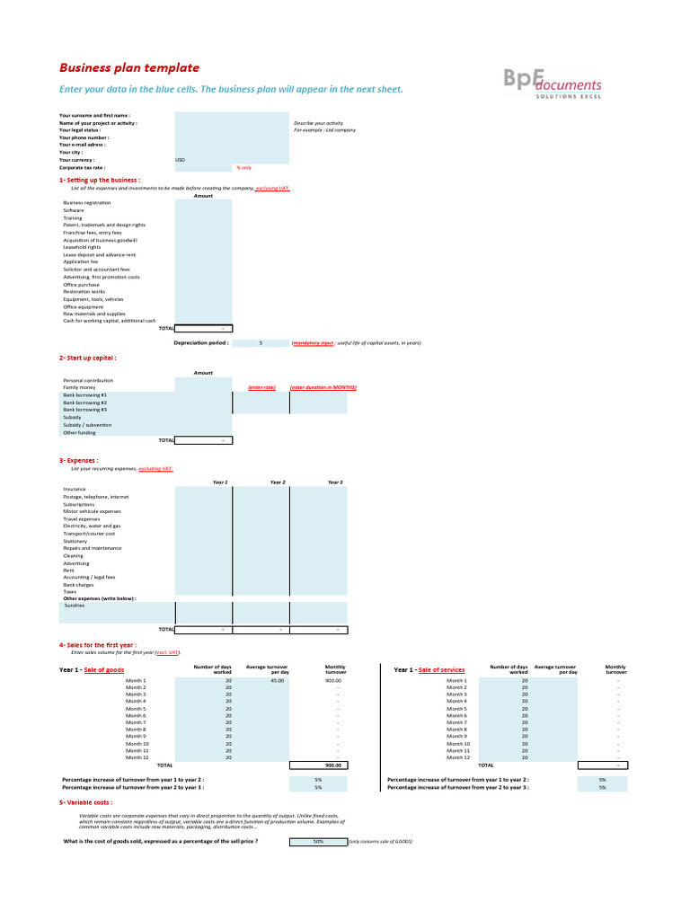 Business Plan Template Guide | PDF | Net Income | Expense
