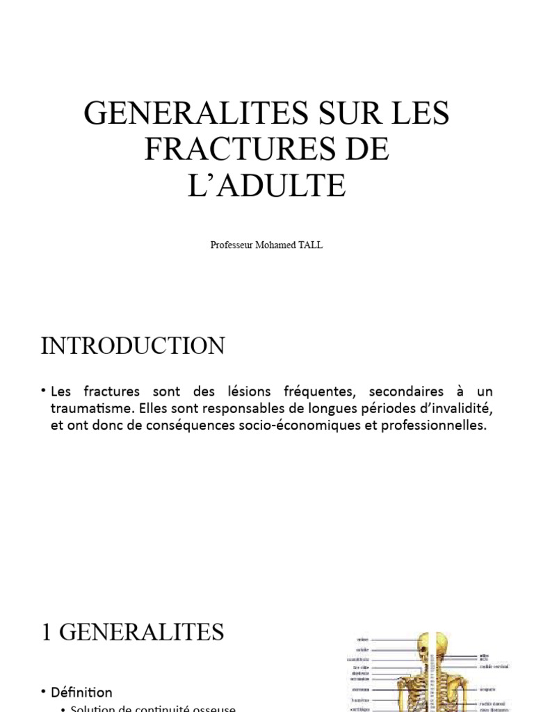 Généralités sur les fractures adultes | PDF | Os | Maladies et troubles