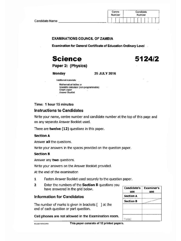G12-Science 2016 p2 Gce | PDF