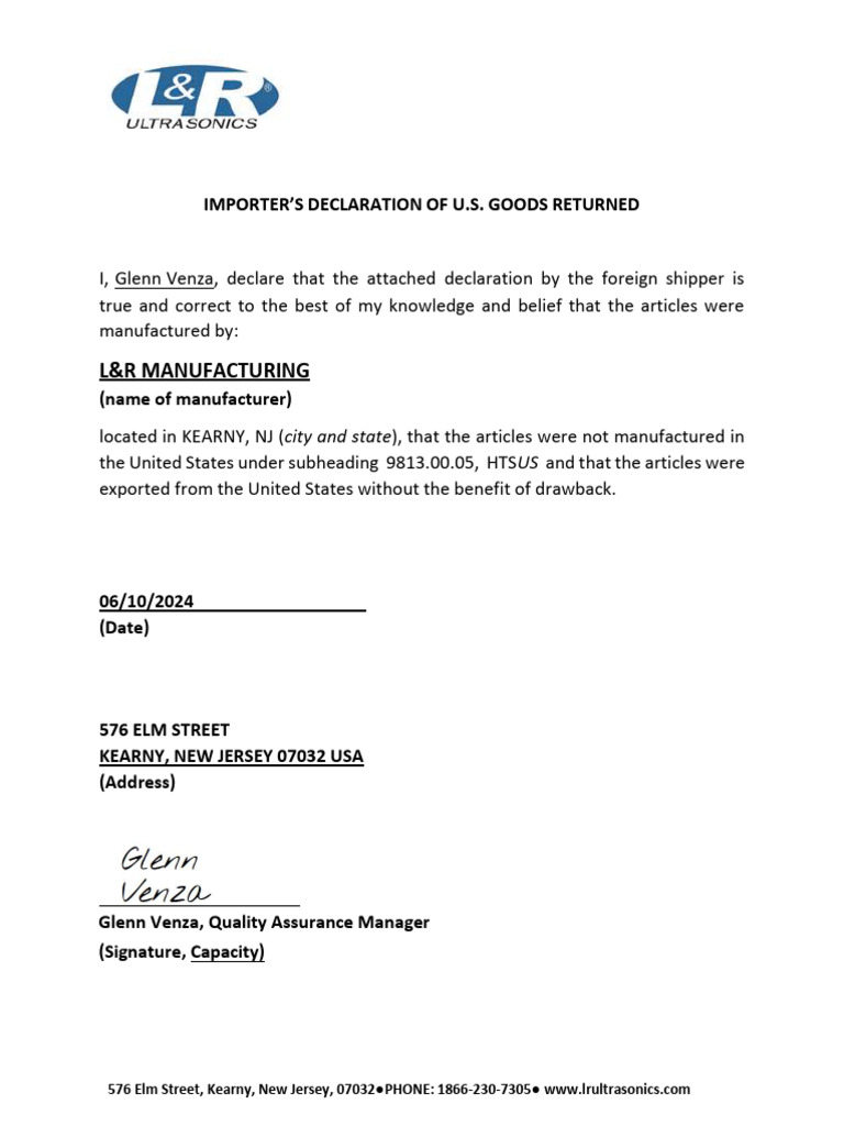Us Goods Returned | Subchapter 9802 HTS Provisions and Notes – PAADPN