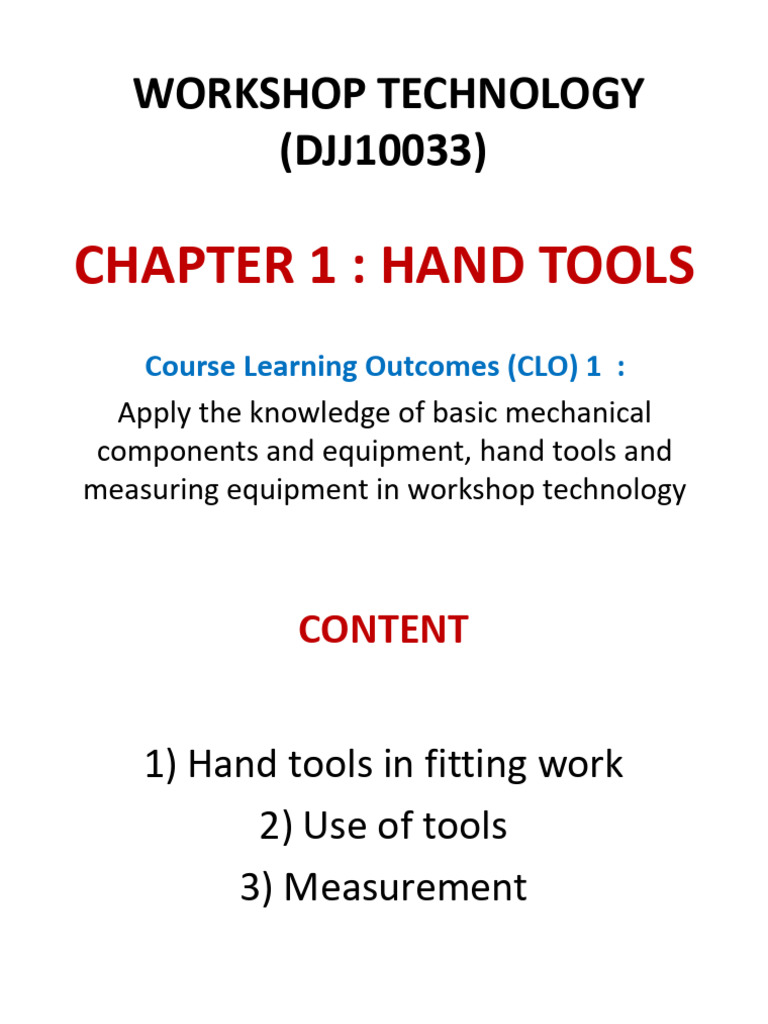 Hand Tools for Workshop Fitting | PDF | Screw | Metalworking