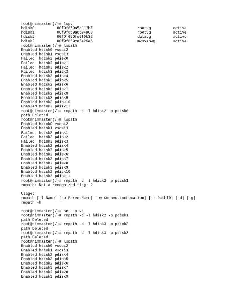 Remover paths failed o missed en aix servers pdf