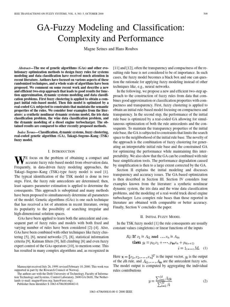 GA Fuzzy Modeling and Classification Com | PDF | Mathematical ...