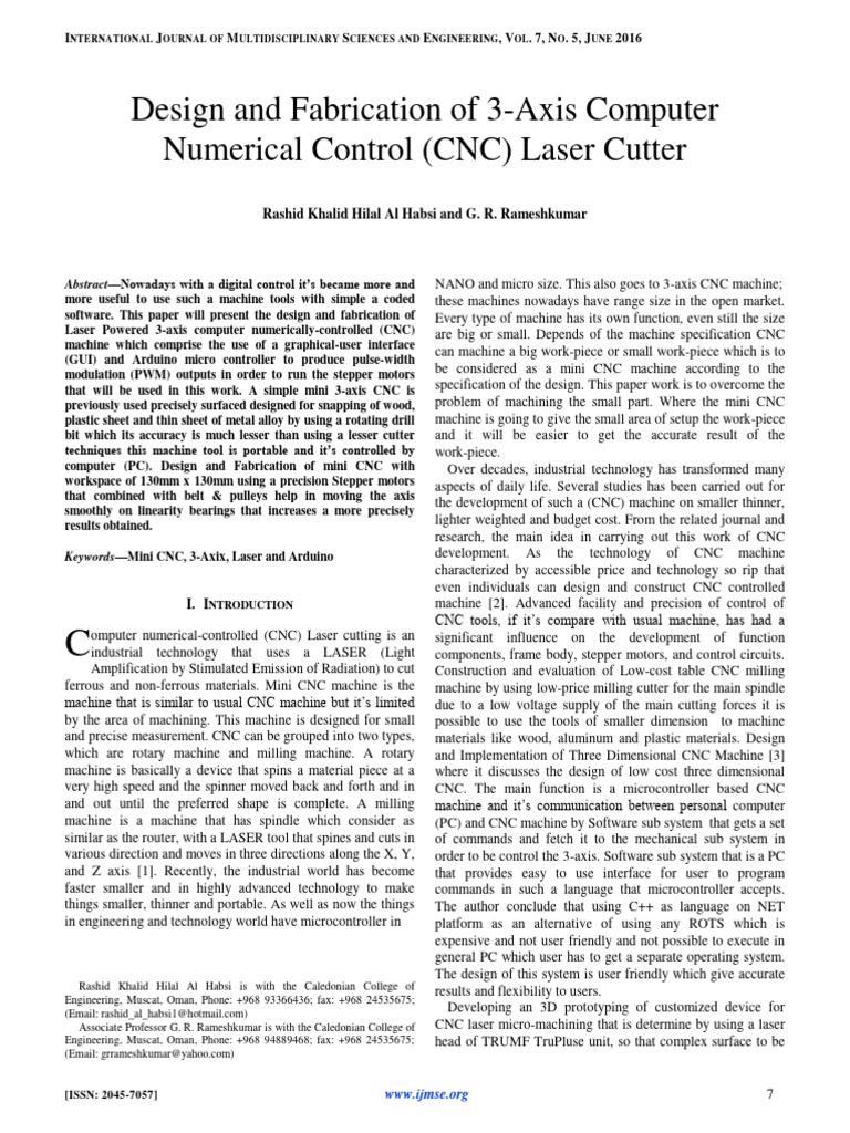 Design of 3-Axis CNC Laser Cutter | PDF | Numerical Control | Electric ...