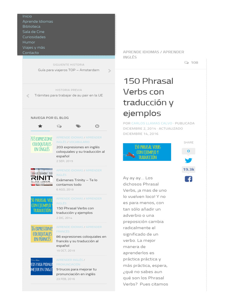 150 Phrasal Verbs Con Traducción Y Ejemplos El Blog De Idiomas Pdf
