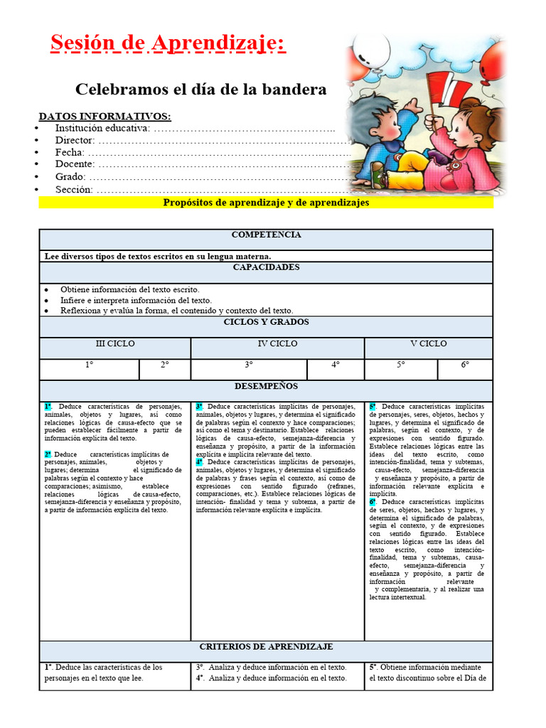 Aprendizaje sobre el Día de la Bandera | PDF | Perú