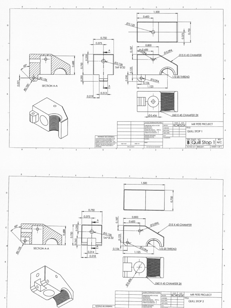 Quill Stop Drawings | PDF