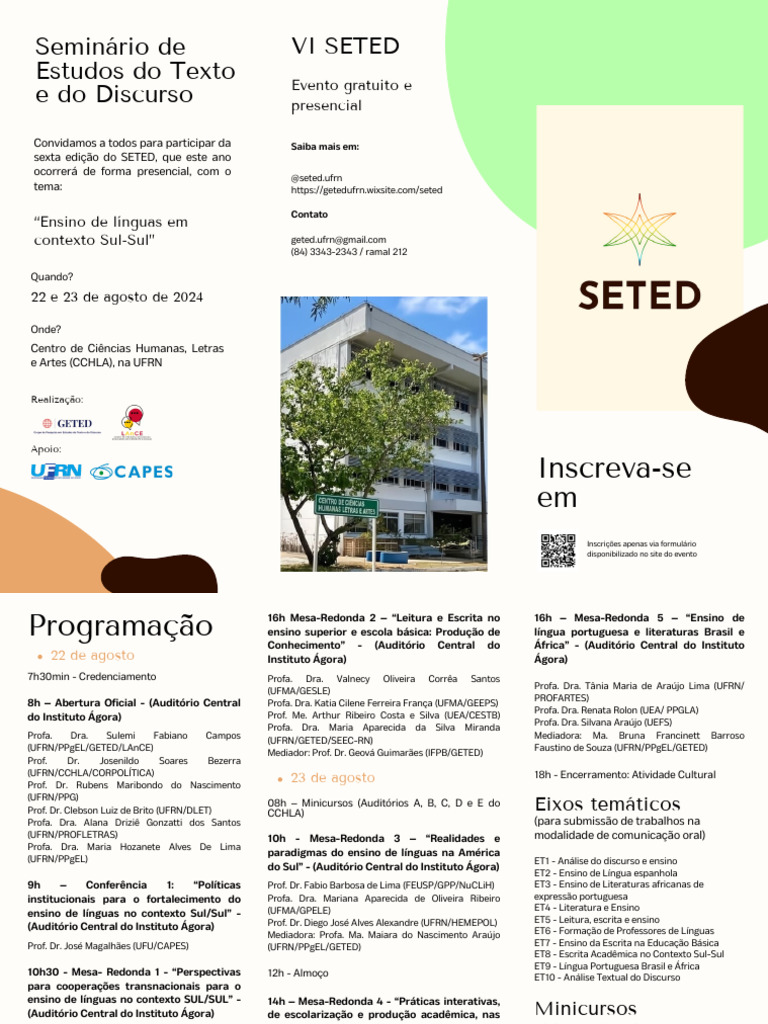 Folder - VI SETED | PDF | Estudos de Línguas Estrangeiras | Ciências e ...