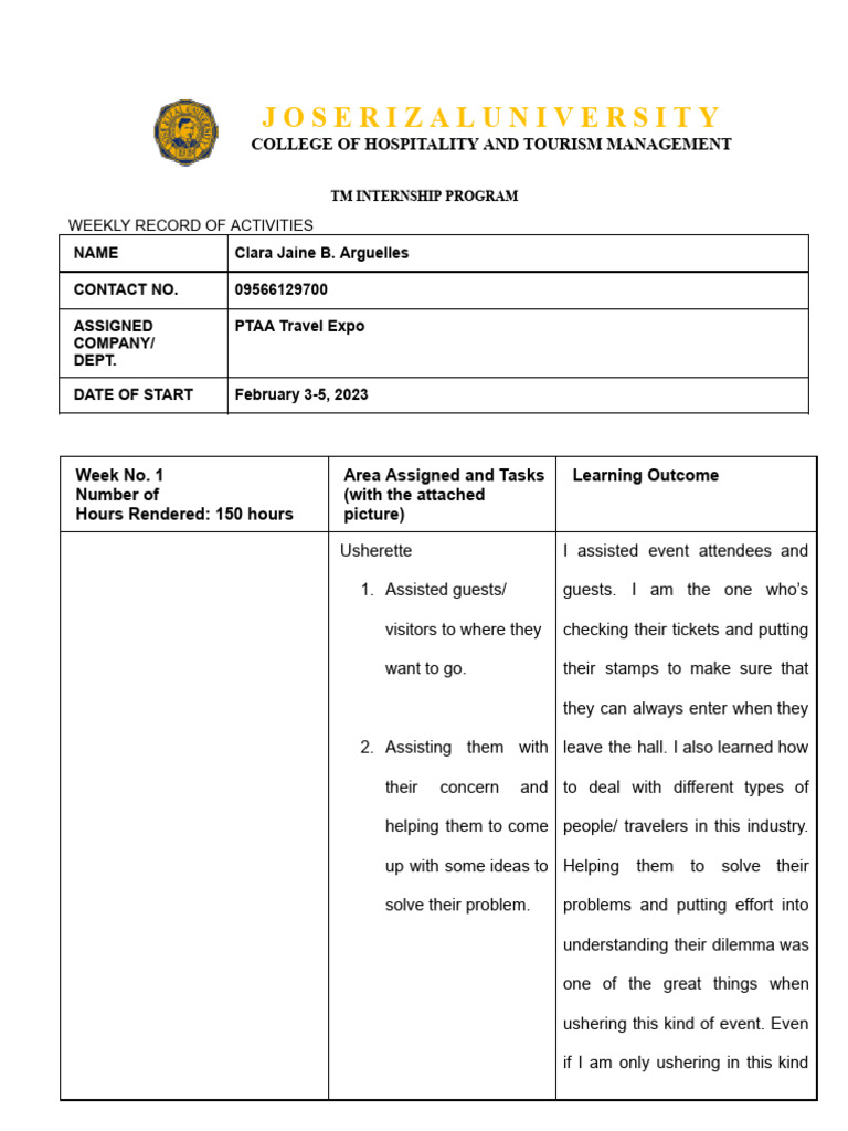 Weekly Internship Activity Report | PDF