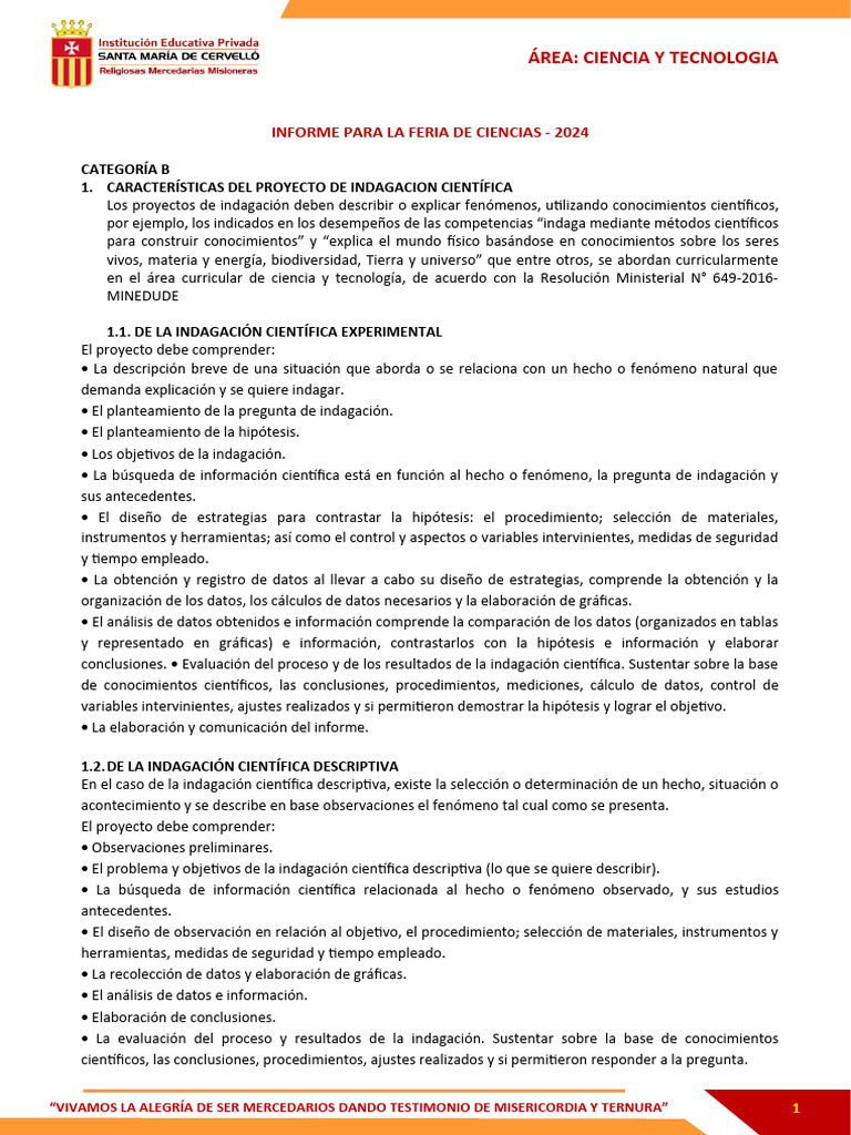 Feria de Ciencias - 2024 | PDF | Diseño | Hipótesis