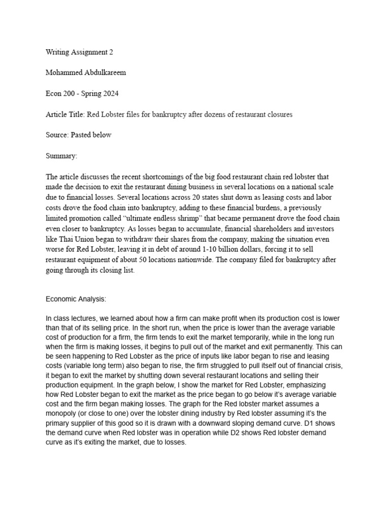 Writing assignment 2 1 download free pdf bankruptcy economies