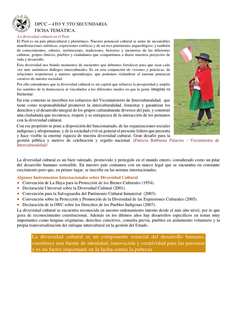 Diversidad Cultural en Perú: Riqueza y Retos | PDF | Patrimonio ...