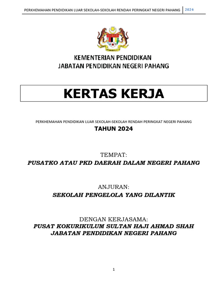 Template Kertas Perkhemahan Pendidikan Luar Sekolah Rendah Pdf