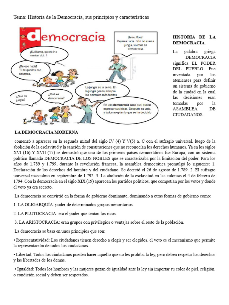 Historia y Principios de la Democracia | PDF | Democracia | Ideologías ...