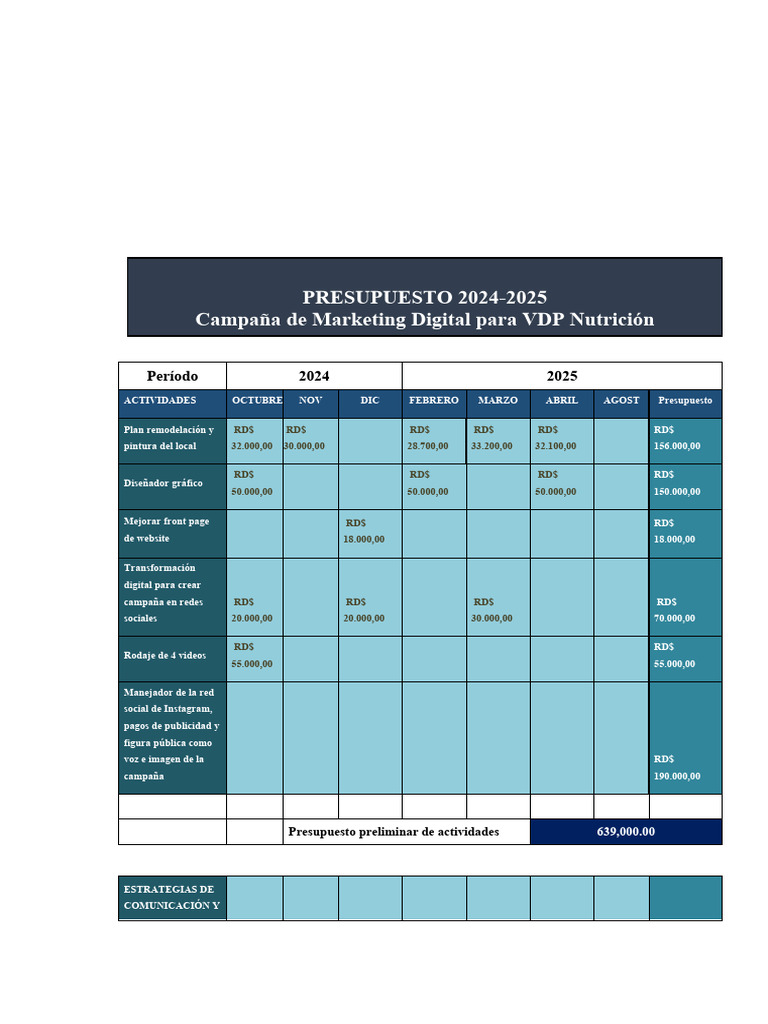 Presupuesto 2024 | PDF | Marketing | Medios de comunicación en masa