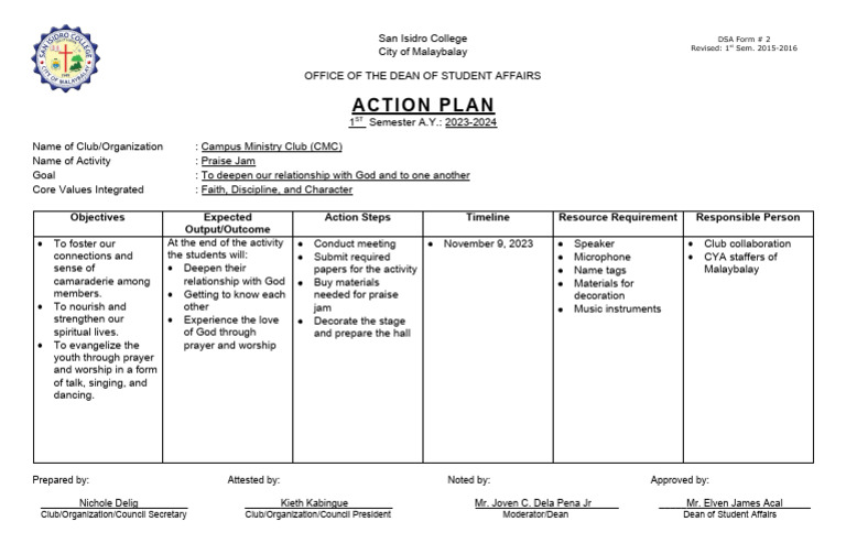 CMC-Action-Plan-Praise-Jam | PDF