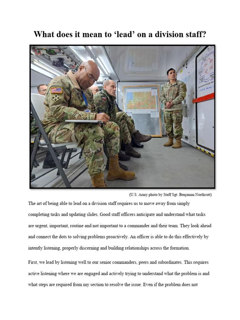 What Does It Mean To Lead On A Division Staff | PDF | Leadership | Learning