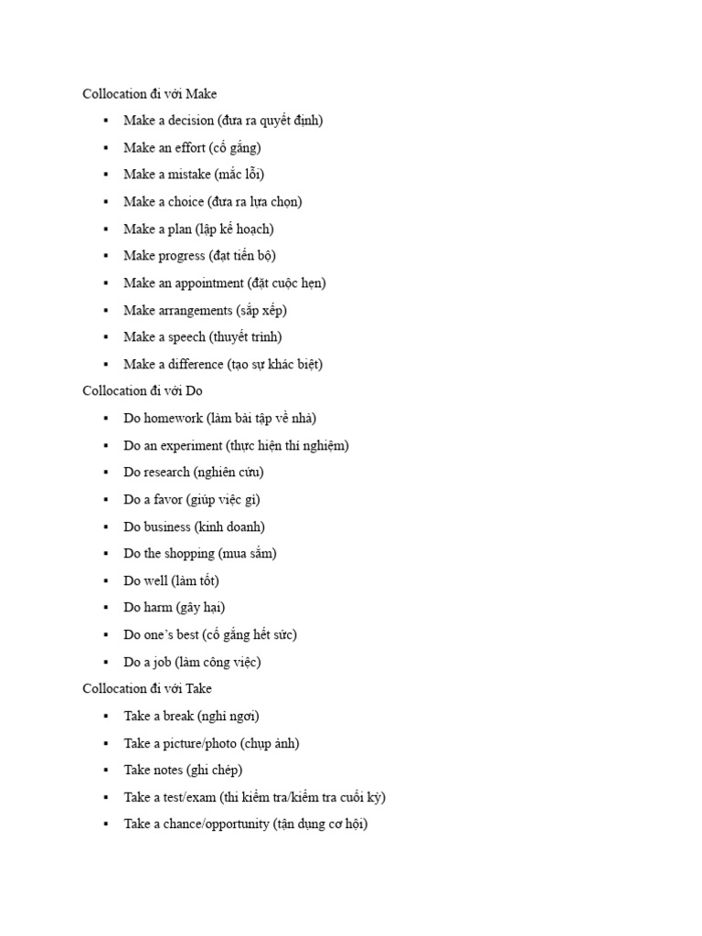 100 Collocation phổ biến | PDF
