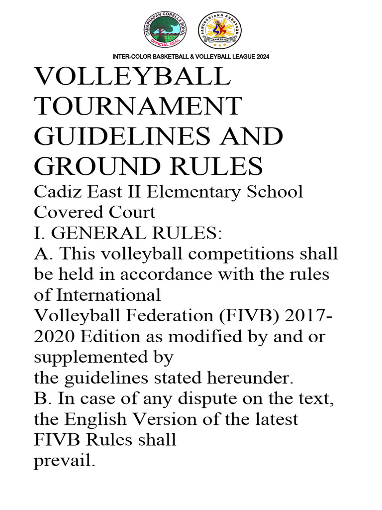 Guidelines & Mechanics, Waiver For Sports League 2024 | PDF | Volleyball