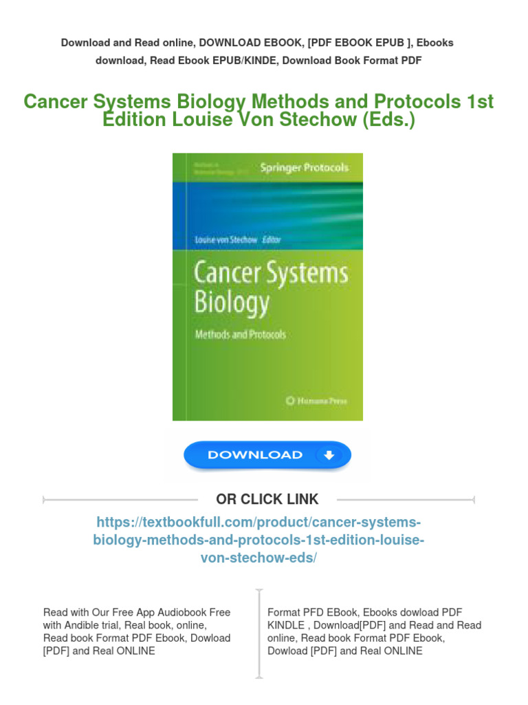 Cancer Systems Biology Methods and Protocols 1st Edition Louise Von