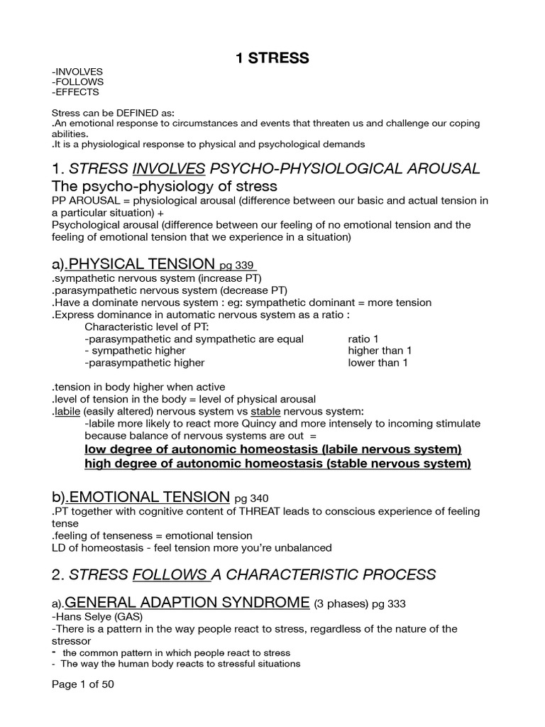 Pyc Exam Notes | PDF | Stress (Biology) | Motivational
