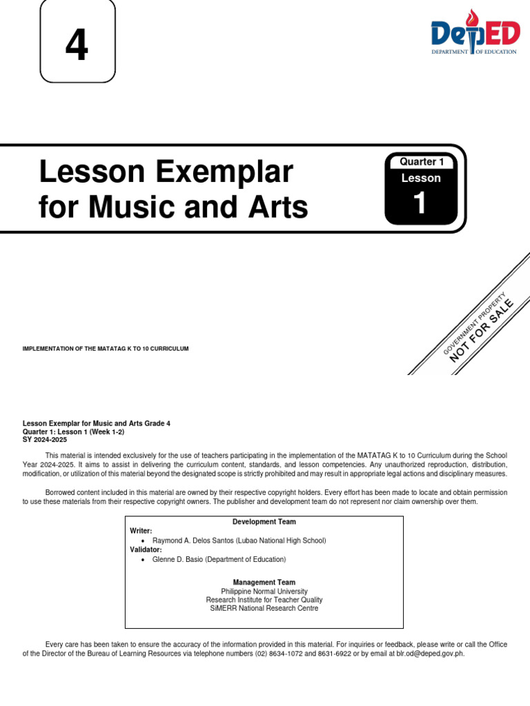 Q1 - LE - Music and Arts 4 - Lesson 1 - Week 1-2 | PDF | The Arts | Dances