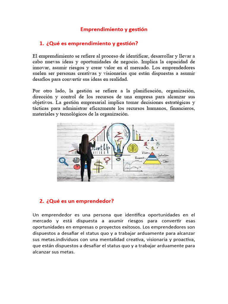 Emprendimiento y gestión: claves esenciales | PDF | Iniciativa ...