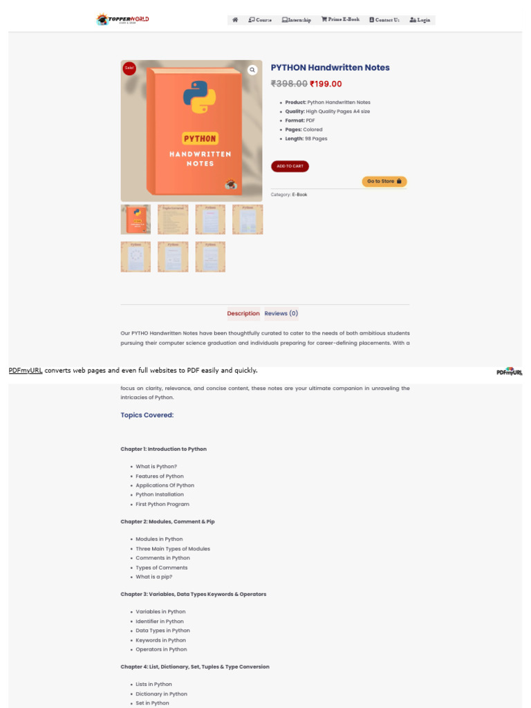 Topperworld in Product Python-Handwritten-Notes | PDF | Python ...