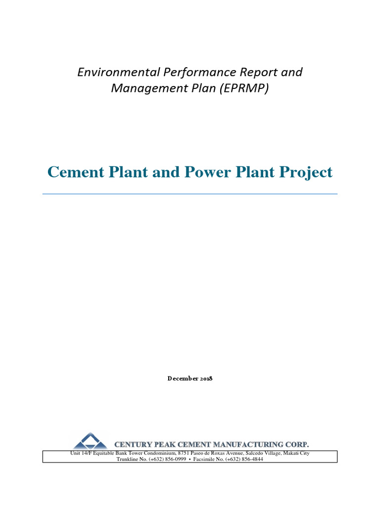 Cement Plant EPRMP for Cebu Project | PDF | Environmental Impact ...