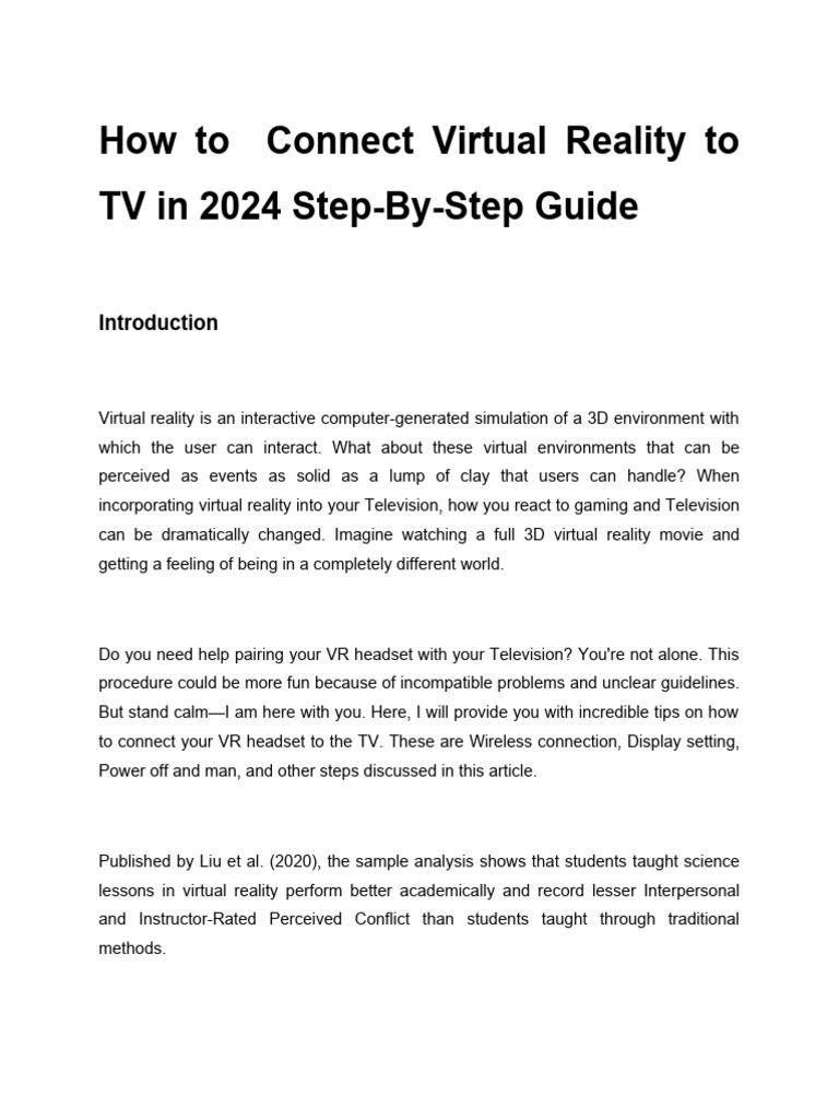 Connect VR to TV: Step-by-Step Guide | PDF | Virtual Reality ...