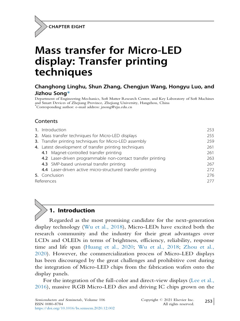 Mass Transfer For Micro-LED Display: Transfer Printing Techniques | PDF ...