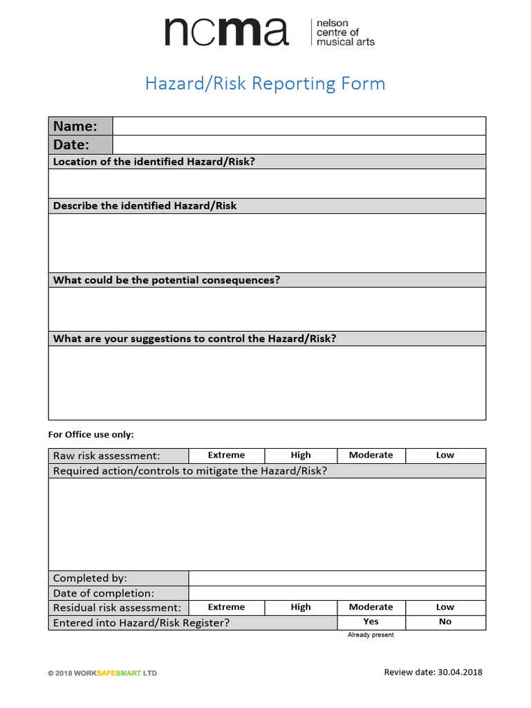 Hazard Risk Reporting Form | PDF