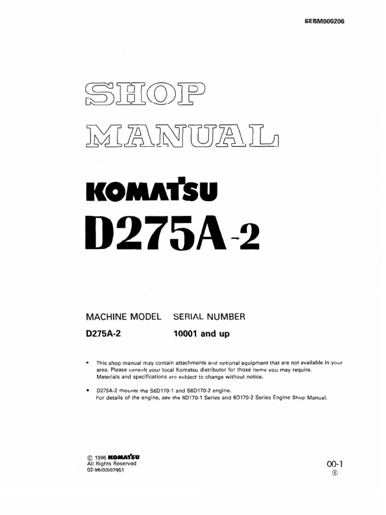 D275A-2 Up Shop Manual | PDF | Transmission (Mechanics) | Clutch