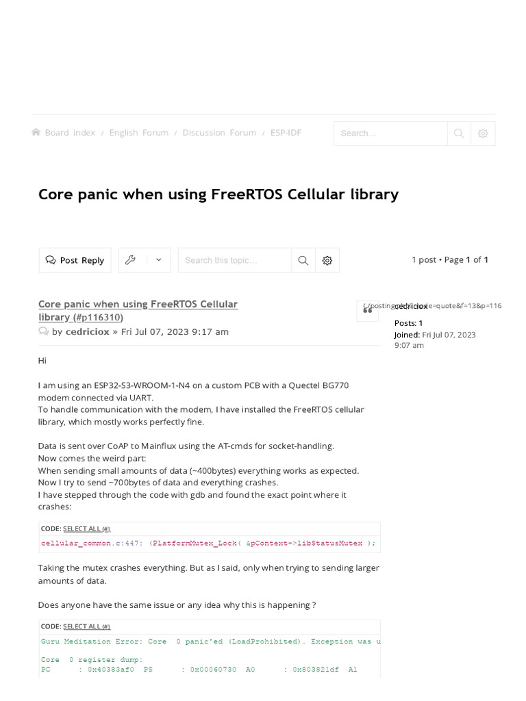 FreeRTOS Cellular Library Crash Issue | PDF | Telecommunications ...