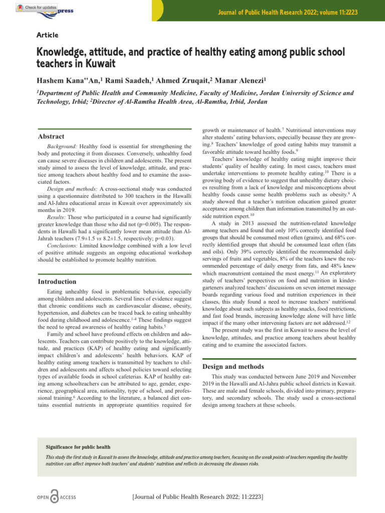 Kana An Et Al 2022 Knowledge Attitude and Practice of Healthy Eating ...