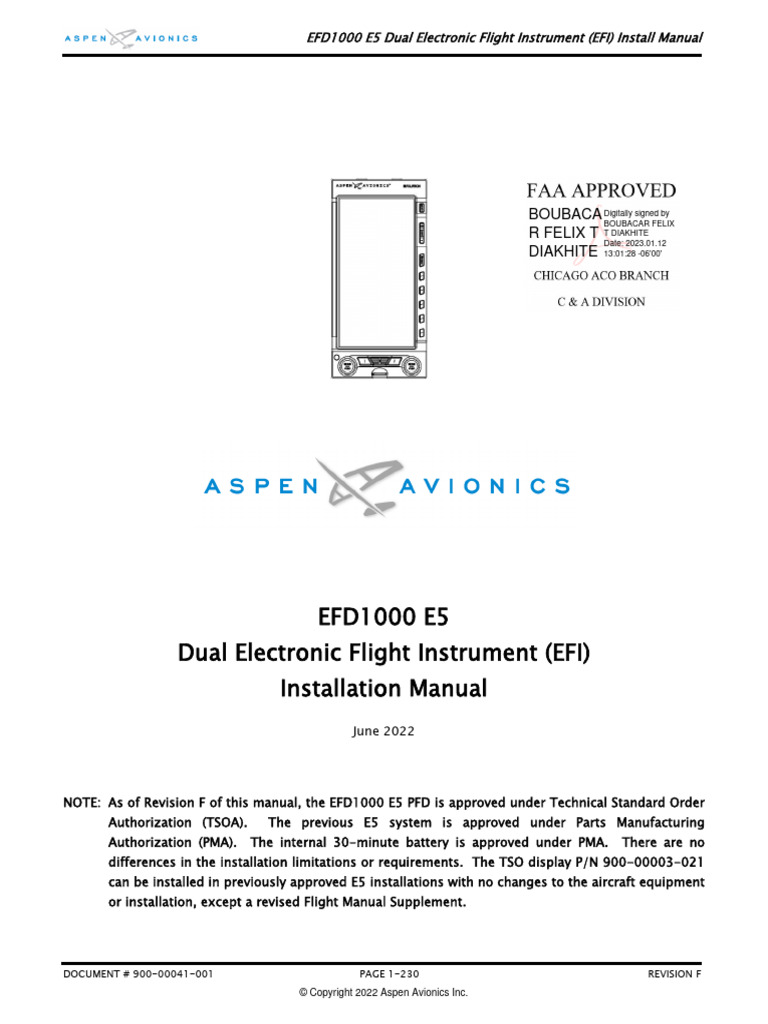EFD1000 E5 Dual EFI Installation Manual FAA Aprvd v212 | PDF | Aircraft ...