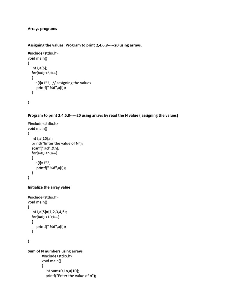 Arrays Simple Programs | PDF | Computer Engineering | Computer Science