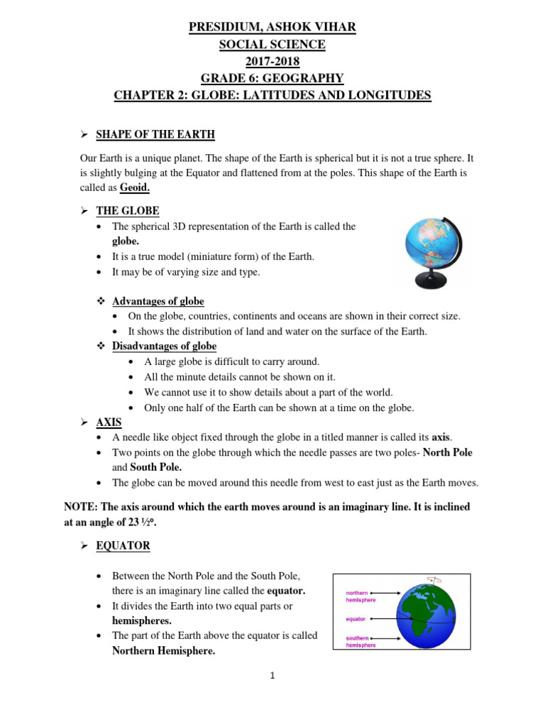 LATITUDES AND LONGITUDES Notes | PDF | Equator | Longitude