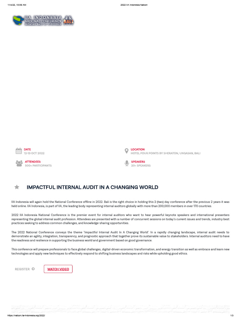 2022 Iia Indonesia Natcon Pdf Internal Audit Audit