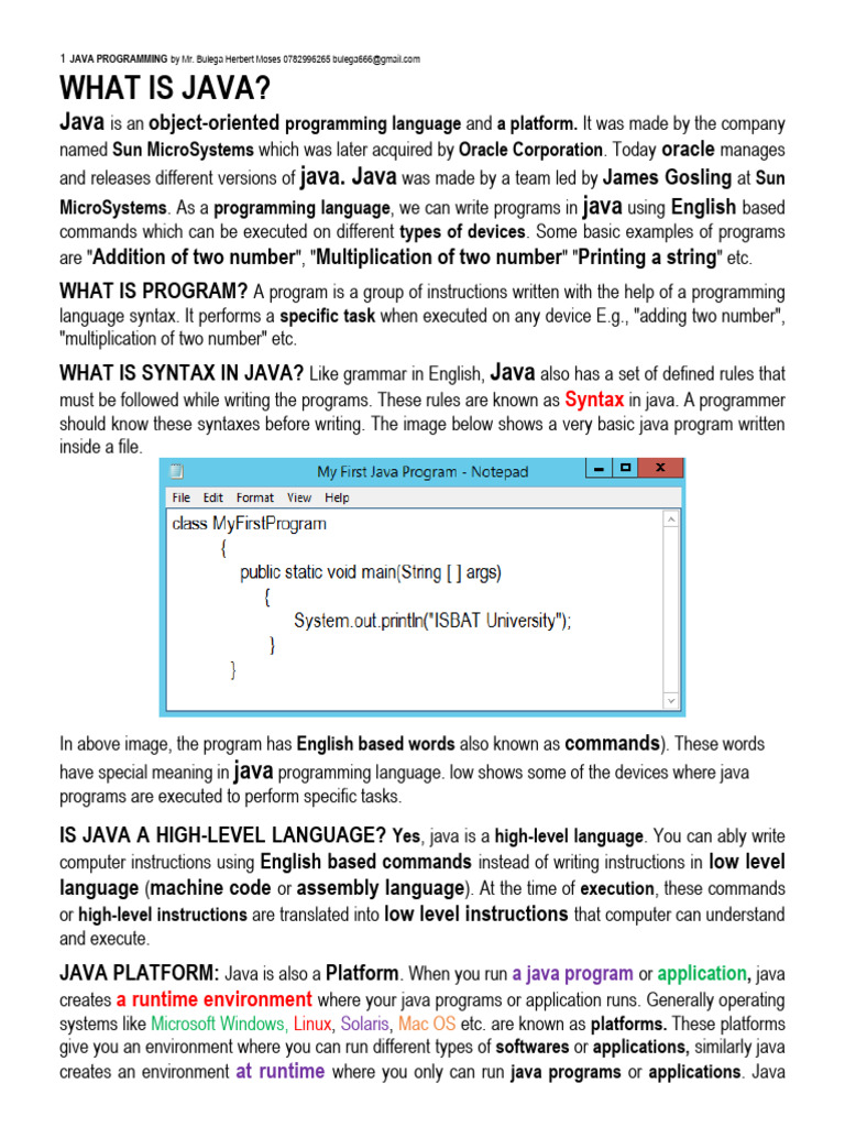 Full Java Notes | PDF | Java (Programming Language) | Java (Software ...