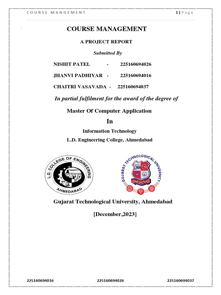 Course Management System Project Report | PDF | Software | Educational ...