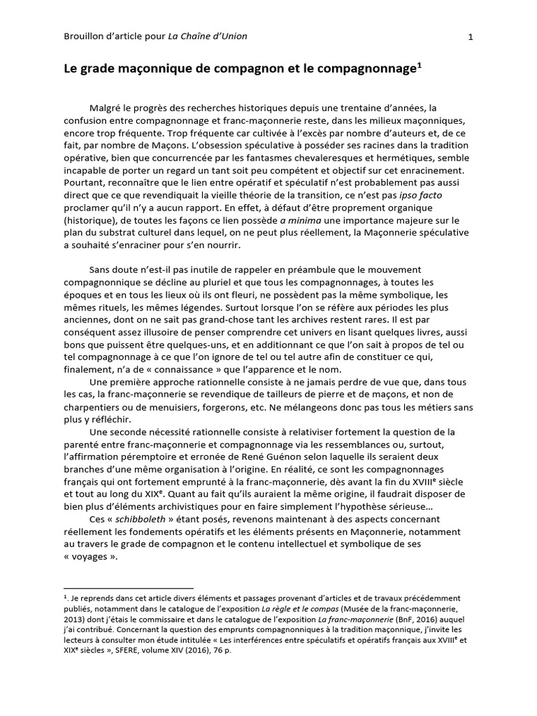 Compagnonnage et Franc-Maçonnerie | PDF | Franc-maçonnerie ...