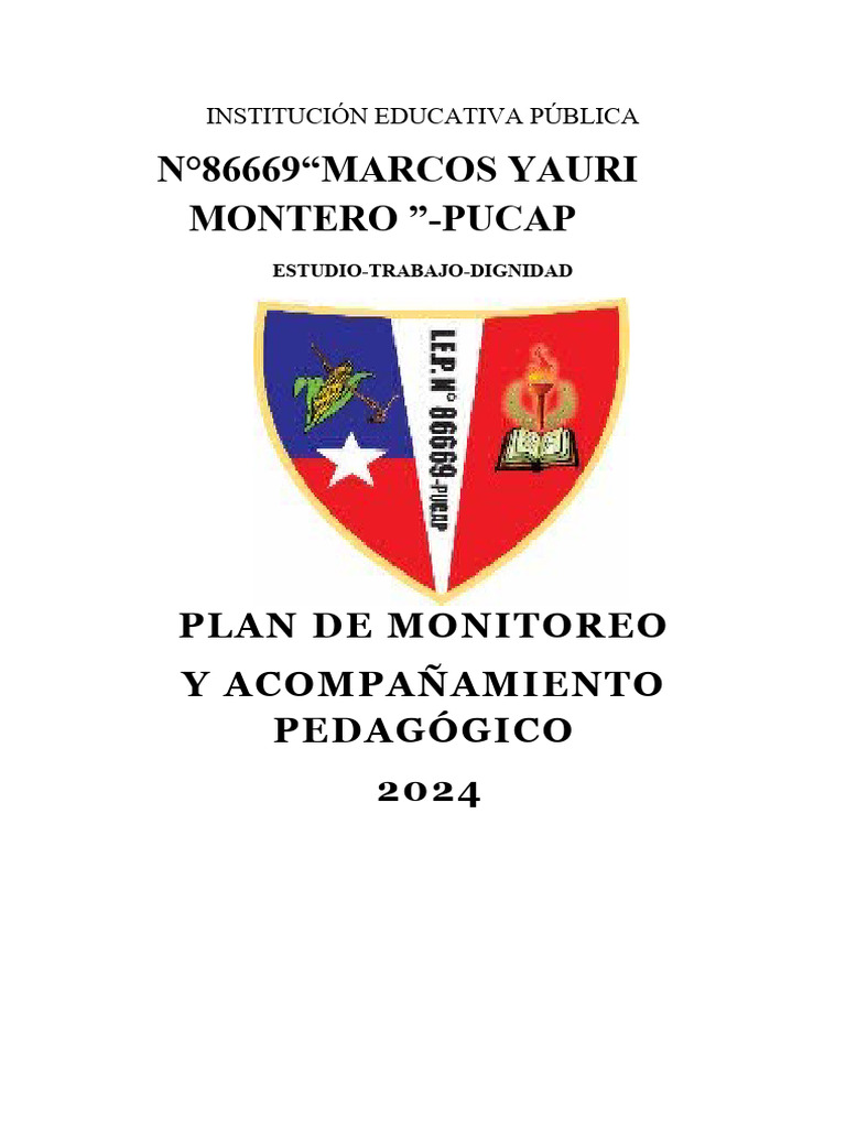 Plan de Monitoreo Pedagógico 2024 IEP 86669 | PDF | Maestros | Evaluación