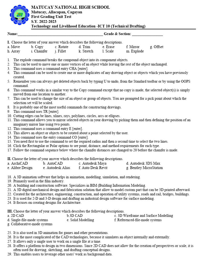 Mnhs tle ict 10 unit test set b quarter 1 pdf 3 d computer graphics